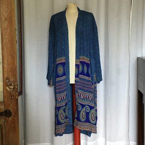 Vintage blue silk kimono robe